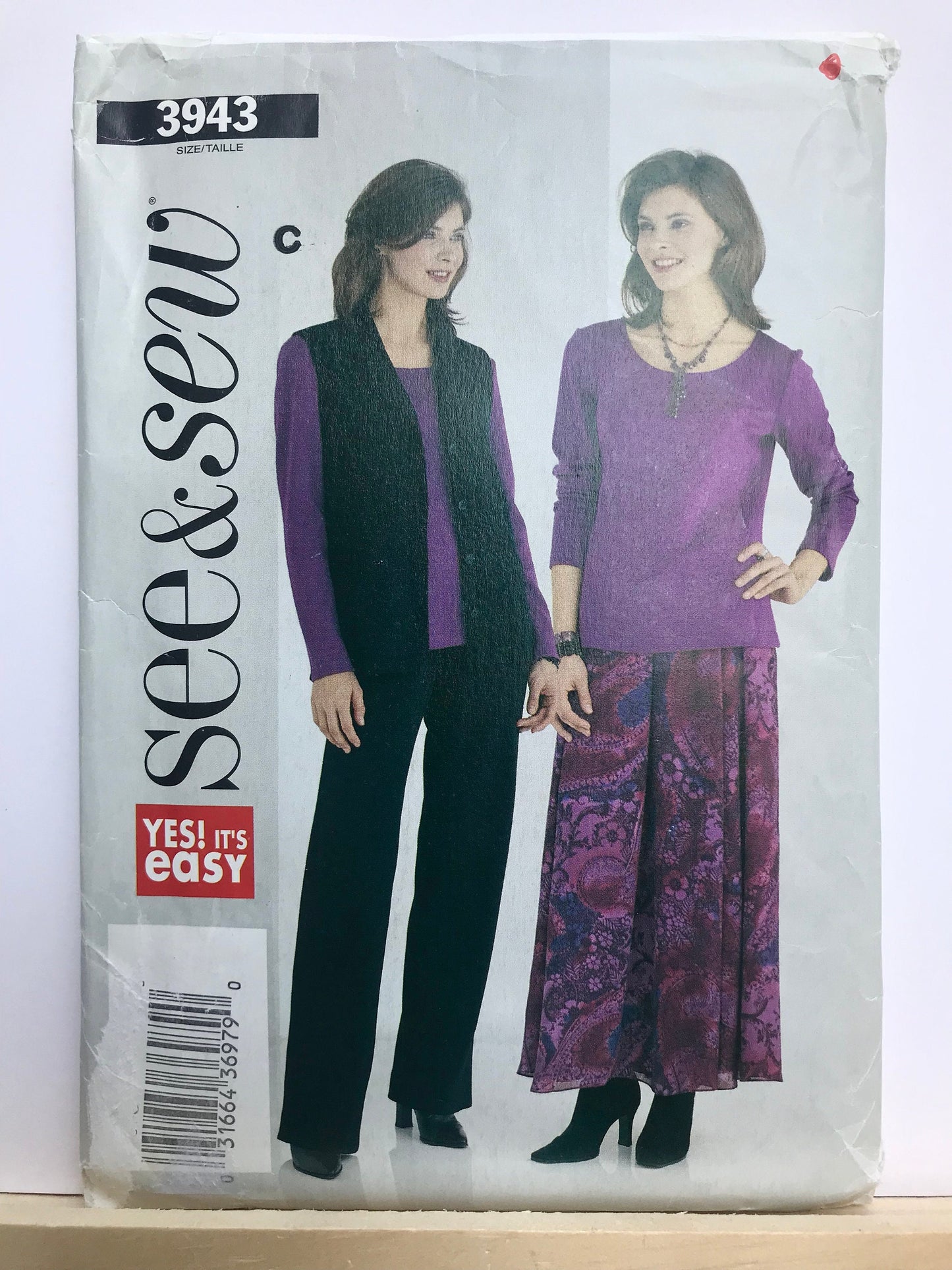UNCUT Sewing Pattern - Butterick See & Sew 3943, Sizes 6 - 24,  Easy Pants, Shirt, Vest and Long Skirt