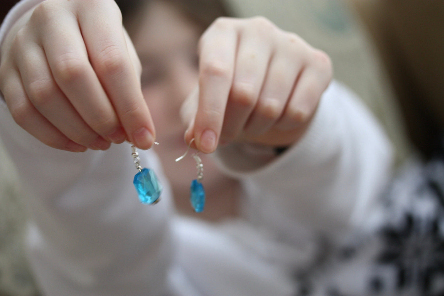 Subtle sparkly glitz handmade blue topaz-style crystal drop earrings