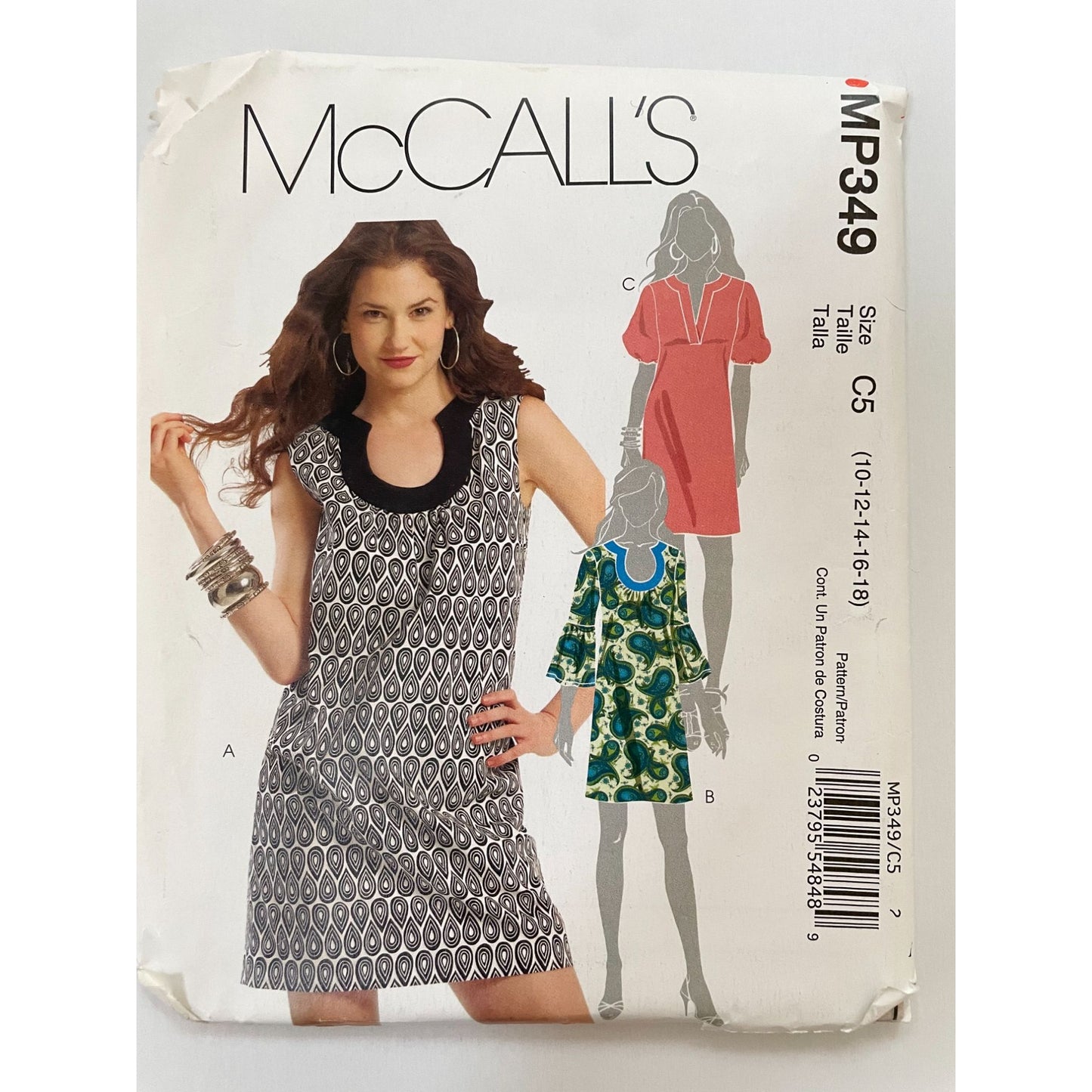 UNCUT Sewing Pattern - McCall's Sewing Pattern M5621 Misses' Dresses Neckline Variations Size 10-18 Tall