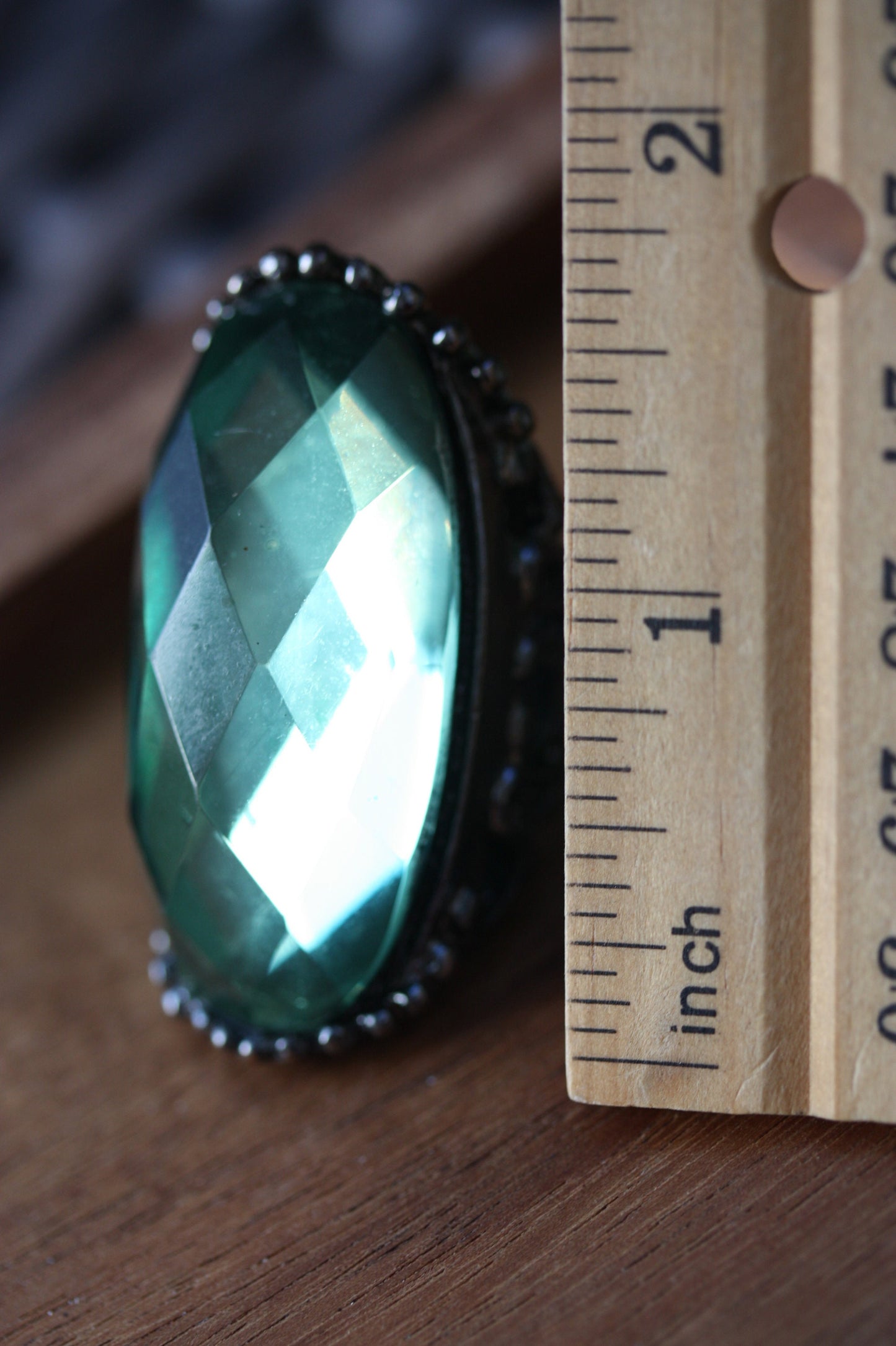 Large green crystal vintage statement ring