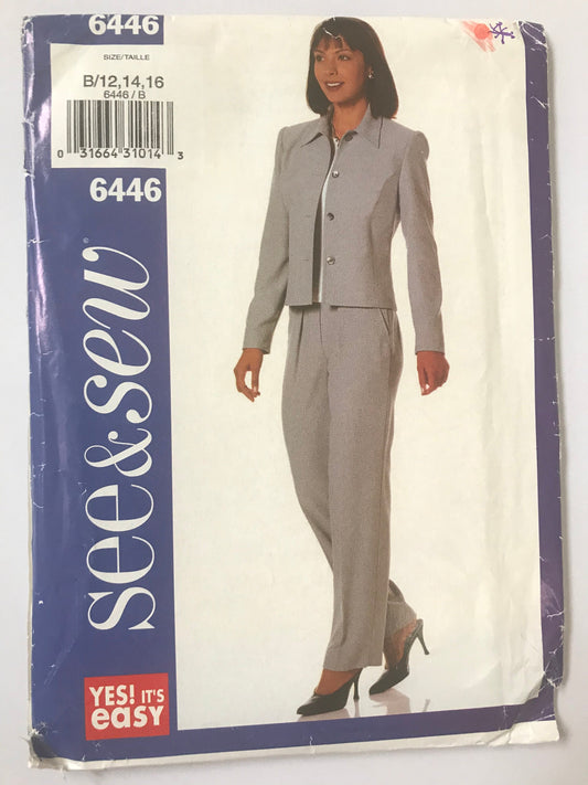 UNCUT Vintage Sewing Pattern - See & Sew Pattern, Jacket And Pants, Size B (12,14,16), #6446