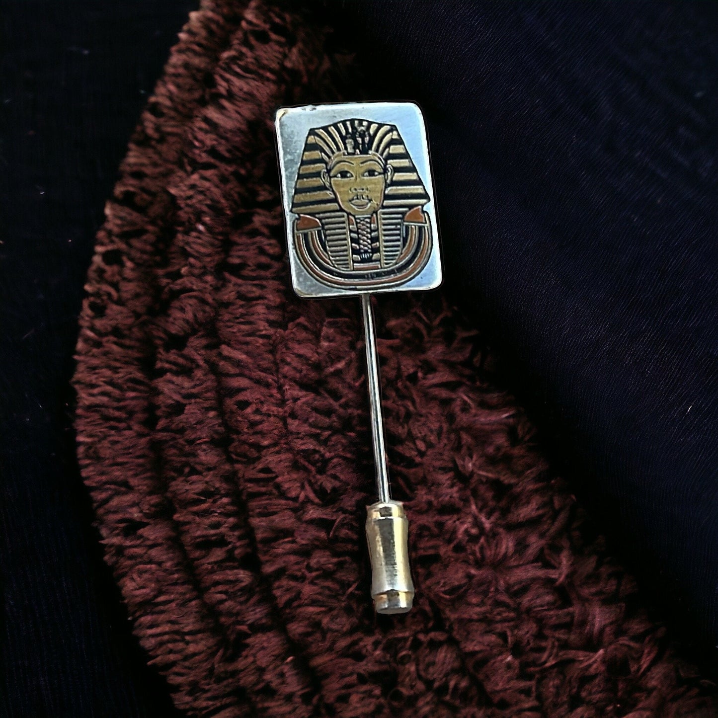 Reed & Barton Damascene Stick Pin, Egyptian Revival, King Tut - Vintage, Signed