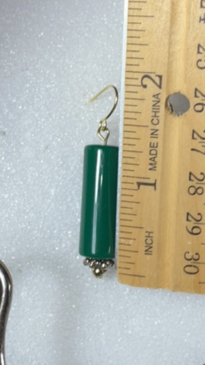 Handmade earrings with vintage green dangles - perfect for the Christmas holidays