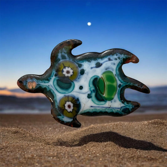 Unique vintage copper enamel turtle pin