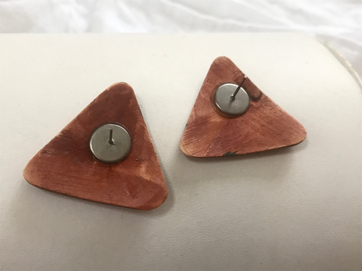 Vintage Ceramic clay triangular ethnic stud earrings