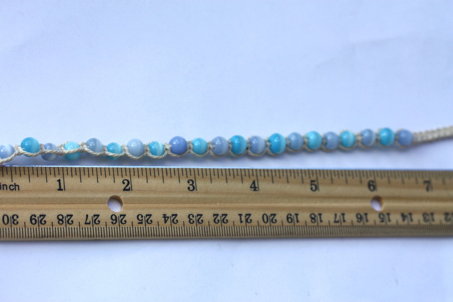 Shades of blue vintage macrame necklace