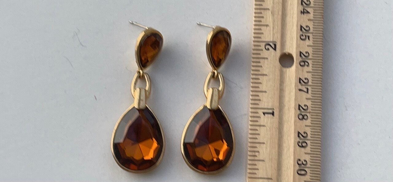 Stunning vintage double beveled crystal rhinestone drop earrings