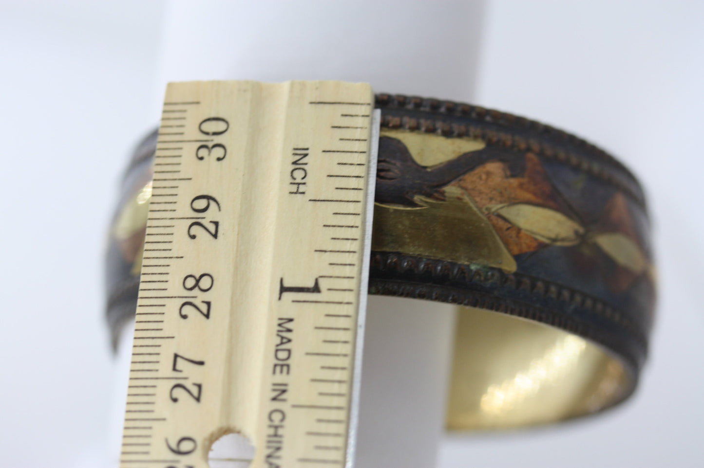 Brass Copper Bronze Elephant Bangle Bracelet – Mixed Metal Boho Jewelry, Safari Animal Cuff, Tribal Style Statement Bracelet