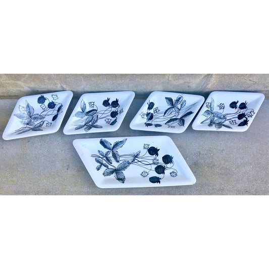 5-piece set of uniquely shaped black and white dishes - numbered and signed "Made in Italy" - needs a little TLC