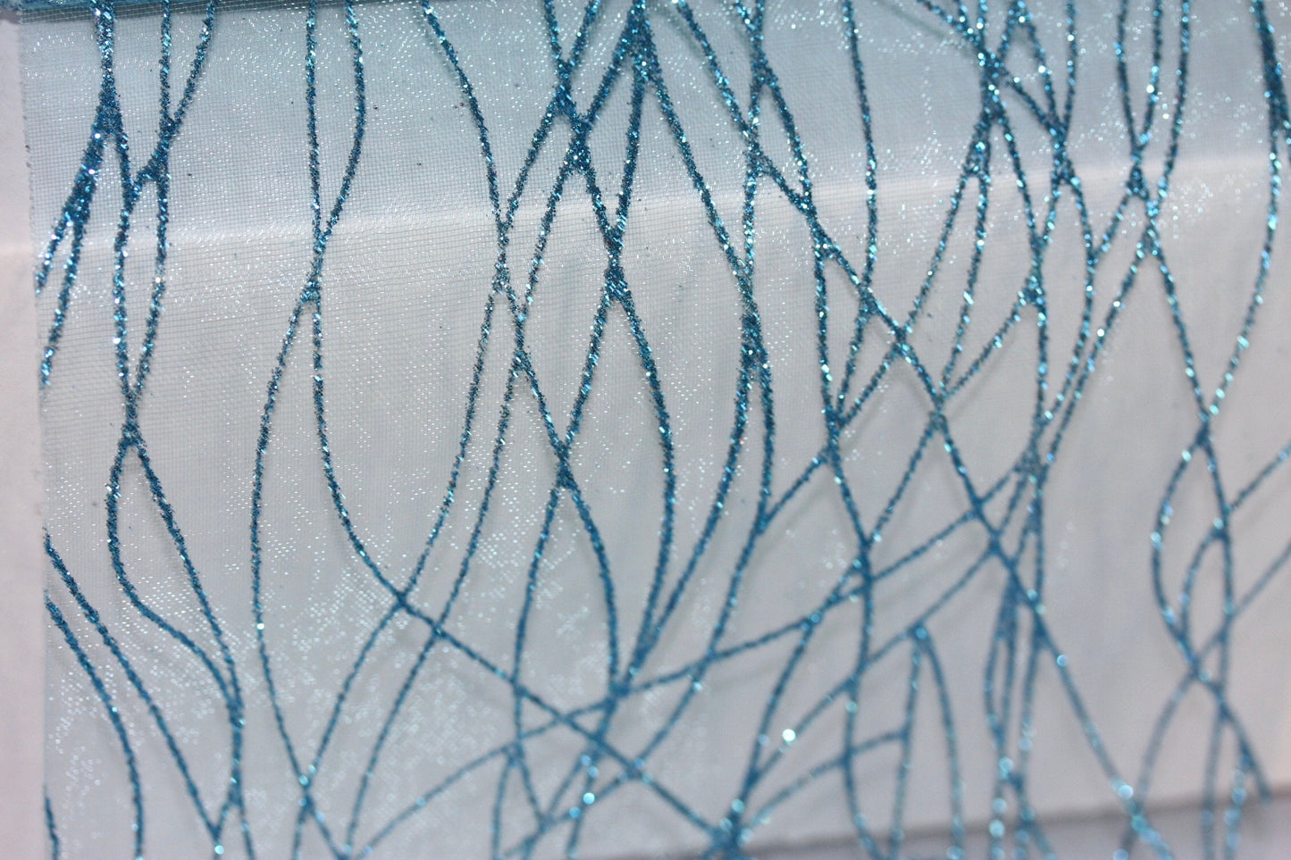 Stunning turquoise glittered tulle - for gift box wrap, bows, decorating, wreath making or other crafts