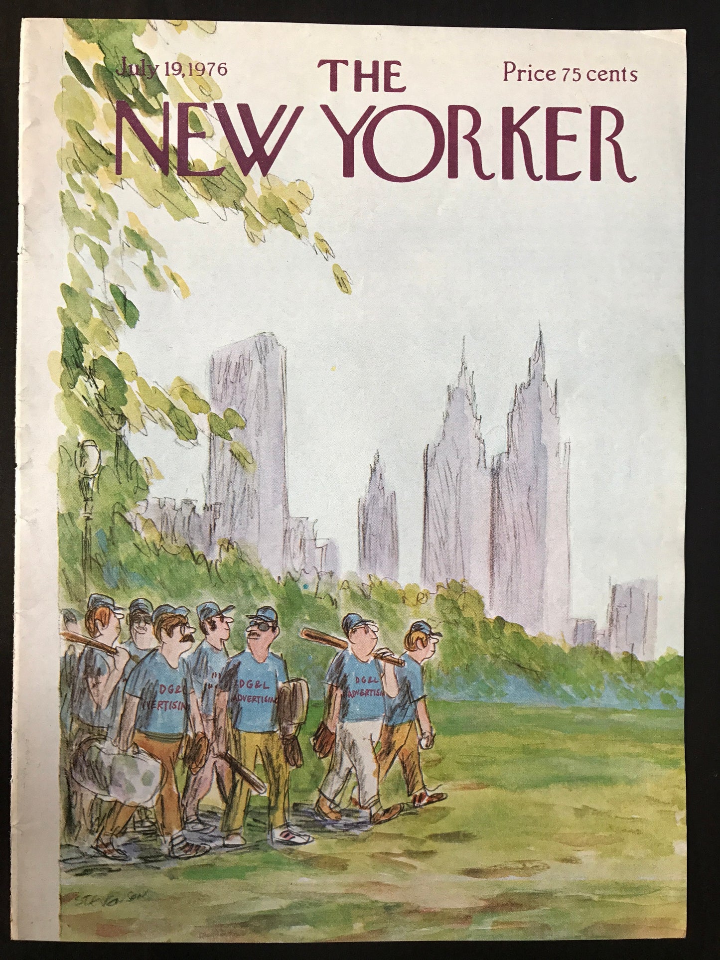 July 19, 1976 - The NEW YORKER Magazine charming original cover - Artist: James Stevenson - baseball