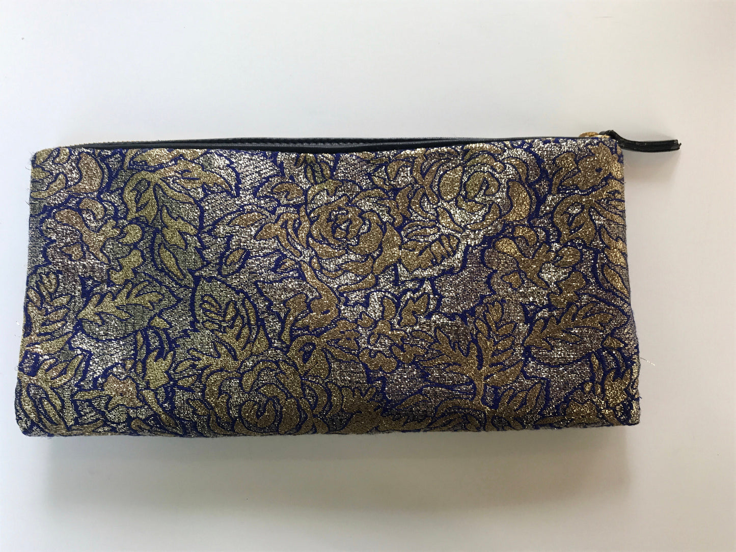 Vintage Clutch Handbag – Purple Gold Folder Design | Signed Sabrina Zong Faux Leather