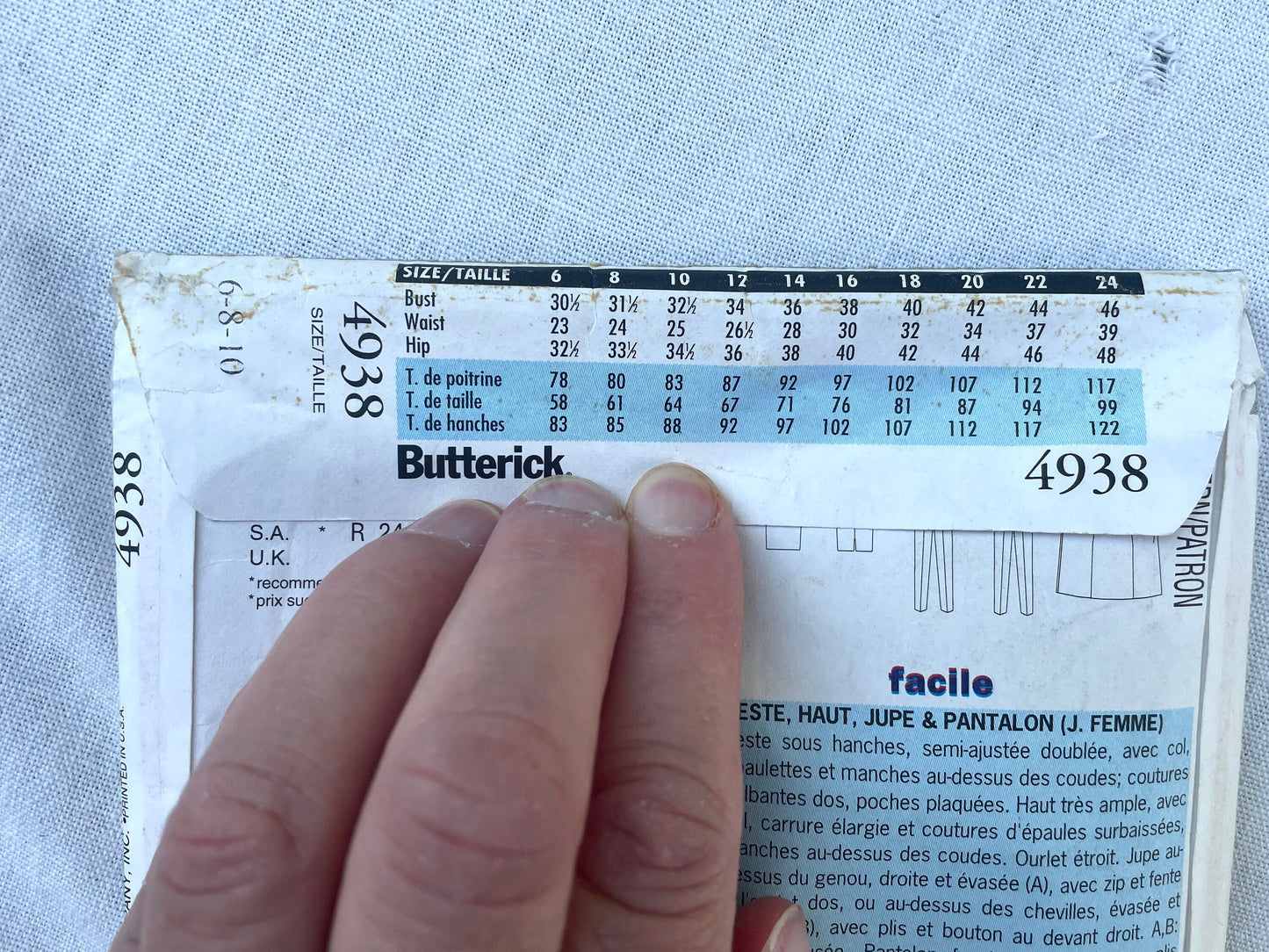 UNCUT Vintage Sewing Pattern - Butterick JG Hook 4938 Misses Jacket Top Skirt Pants - Sizes Tall 6, 8, 10