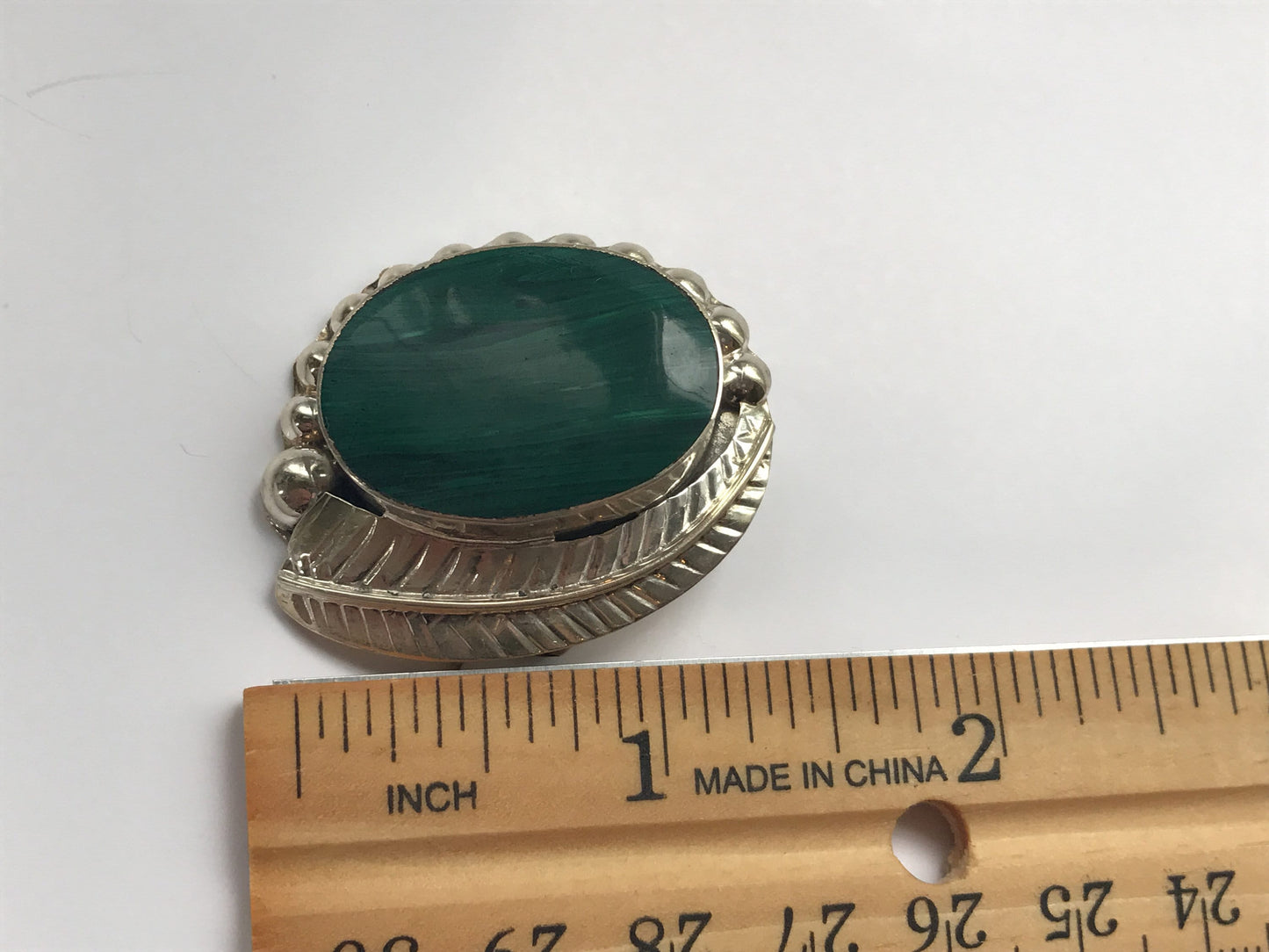 Stunning vintage Southwest Native American Sterling Silver Malachite pin / necklace pendant - can be worn as either