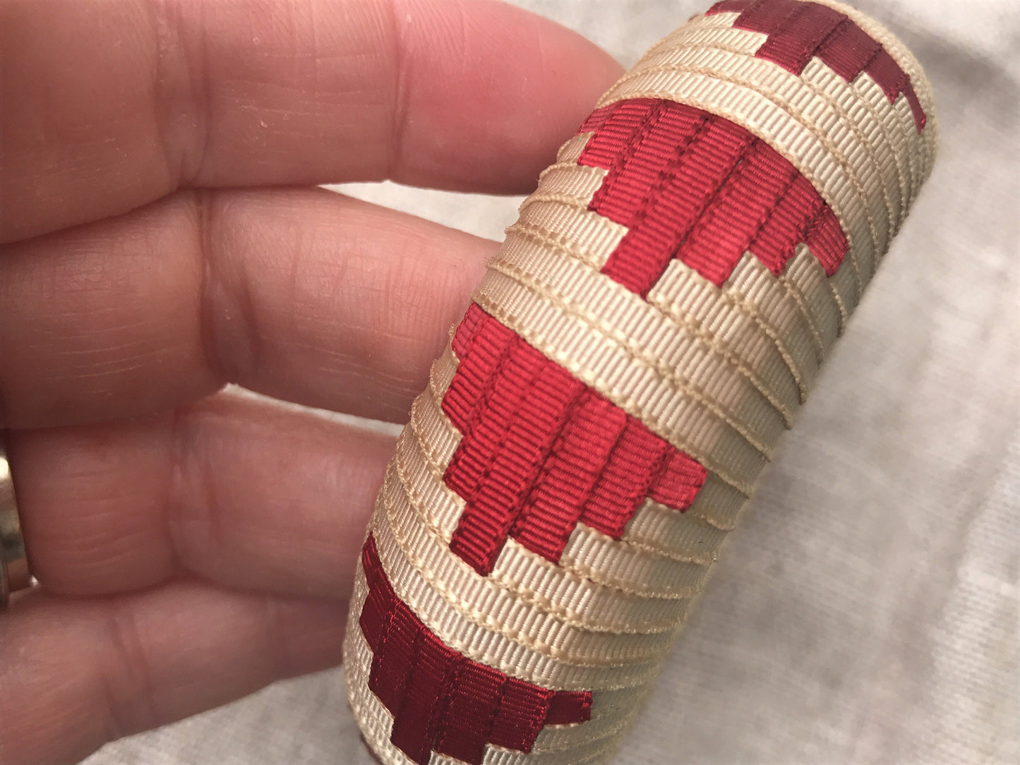Stunning and unique pair of vintage handmade artisan basket weave woven bracelets