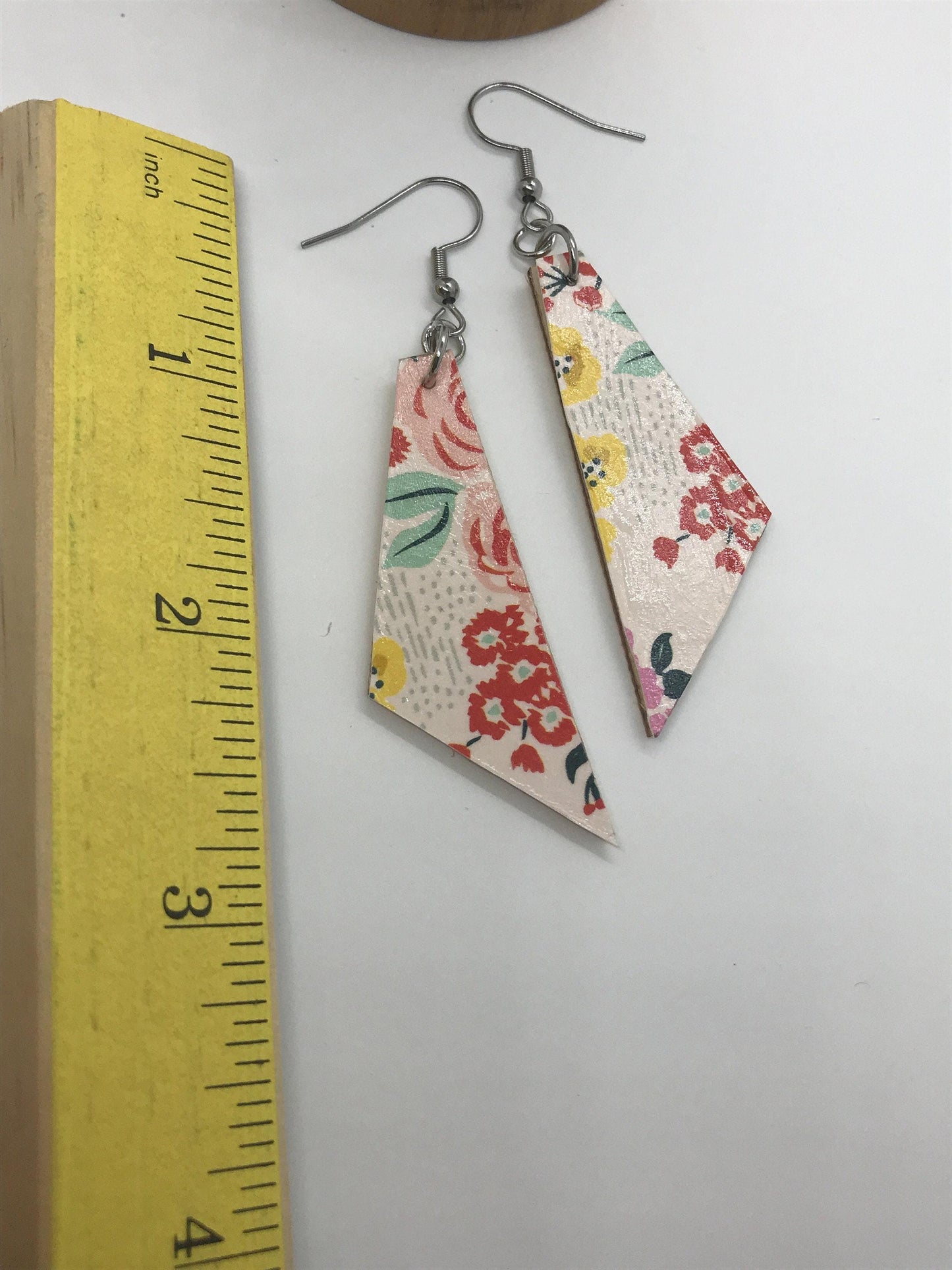 Unique handmade earrings - mixed materials - specialty paper, sealant and wood