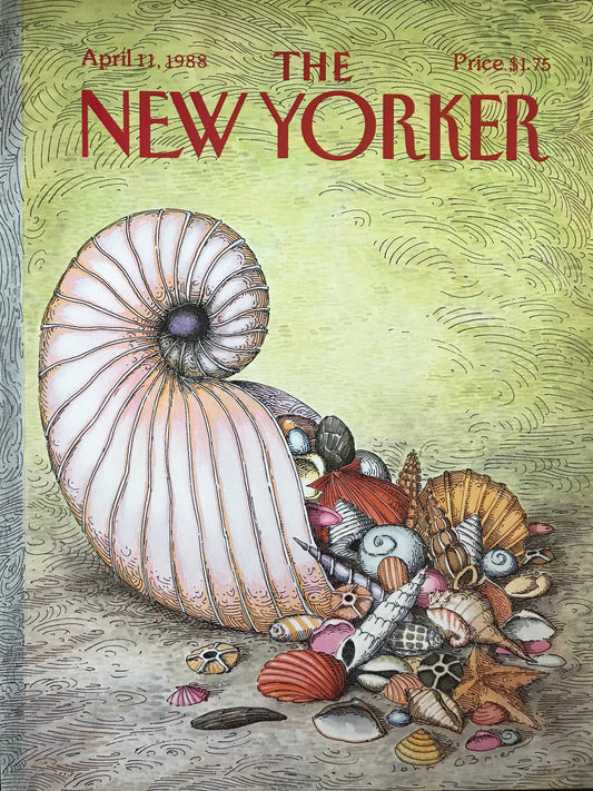 NEW YORKER Magazine cover - April 11, 1988 - seashells, shells