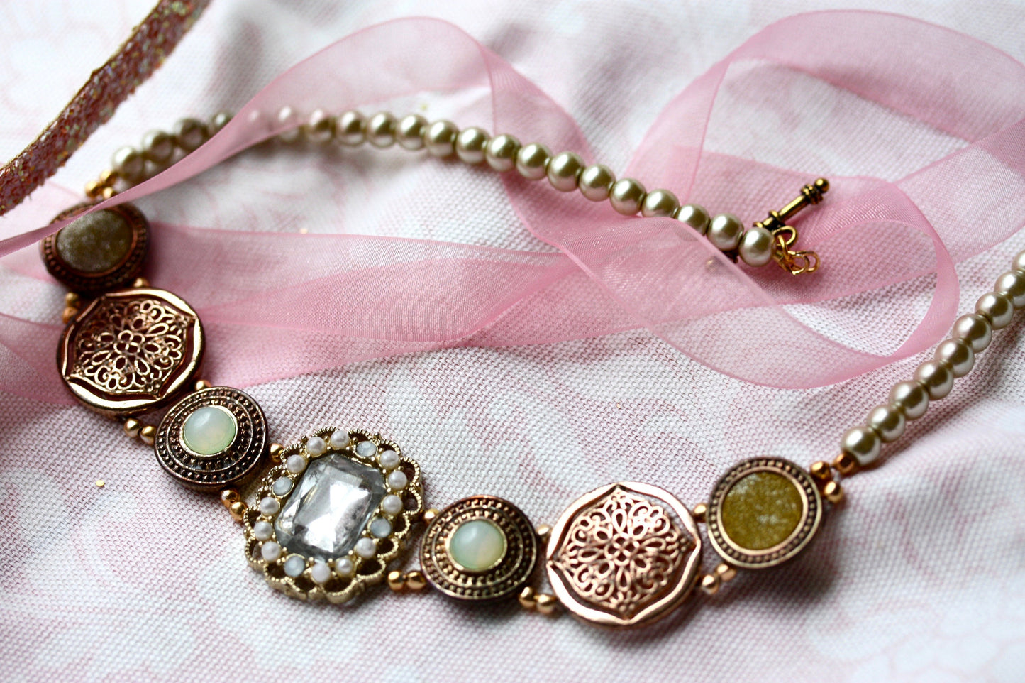 Mixed medium necklace - made with vintage and new elements