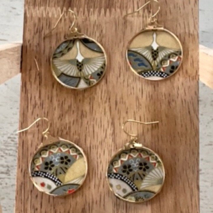 Your choice of handmade paper and metal lightweight dangle earrings