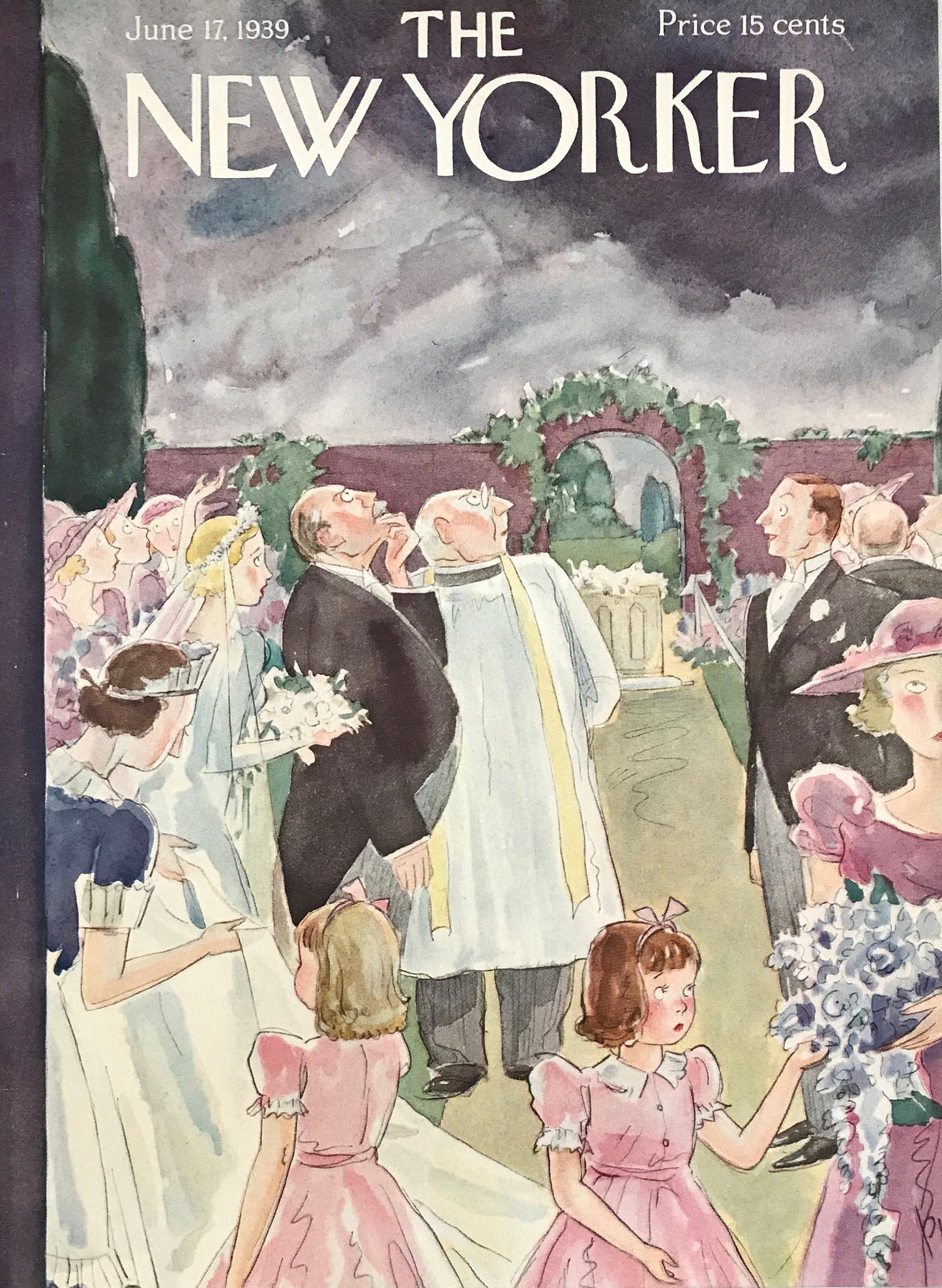 The NEW YORKER Magazine very rare original cover - June 17, 1939 - Perry Barlow - wedding