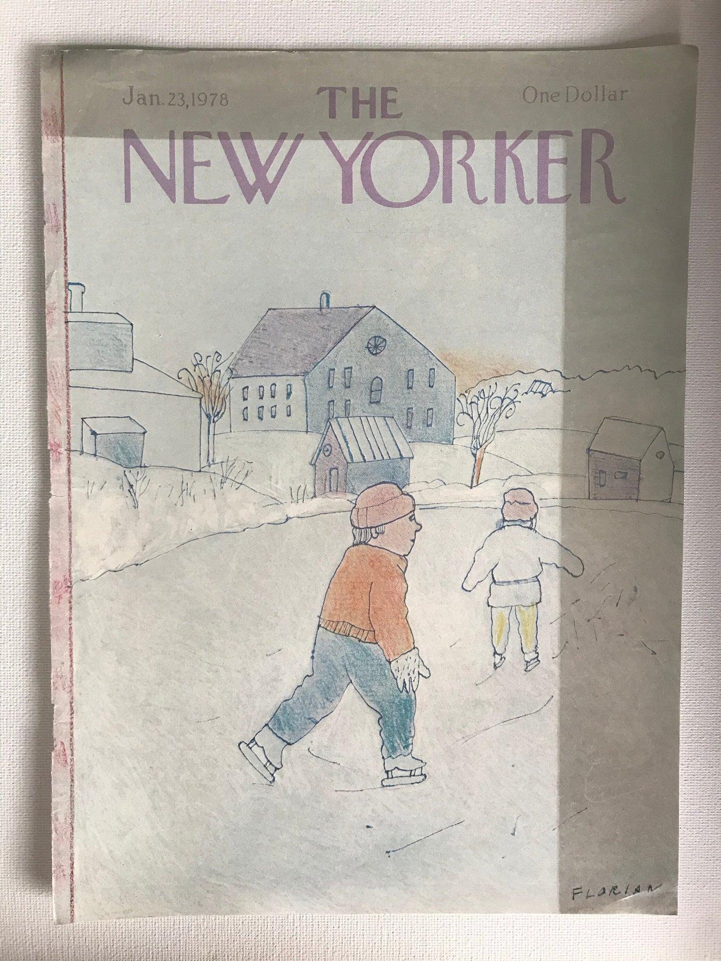 Rare - January 23, 1978 - The NEW YORKER Magazine original cover - ice skating with shadow