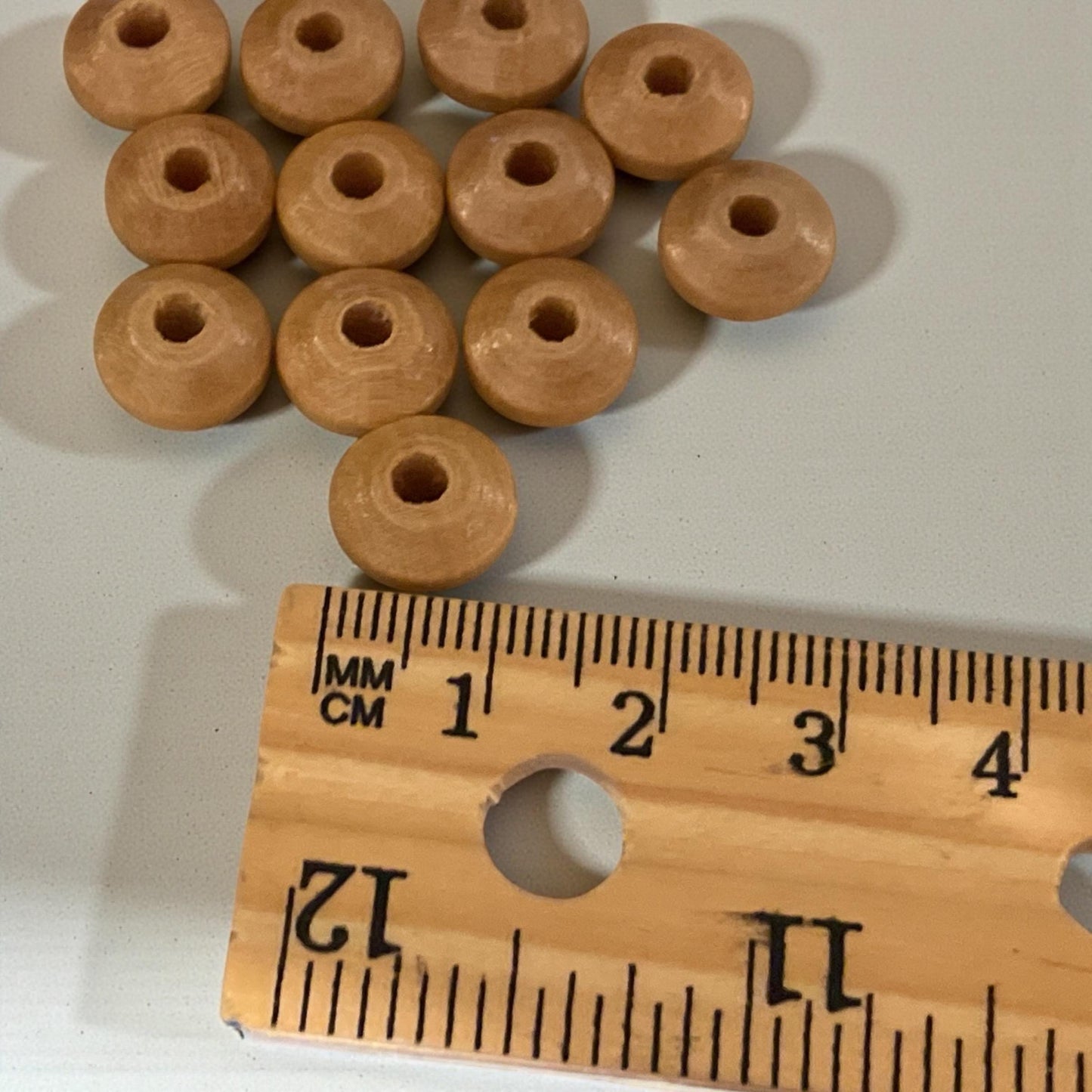 Vintage Tan Round Donut Beads – Smooth Spacer Beads for Jewelry Making, Craft Supply, Set of 14 - 10 mm x 5 mm