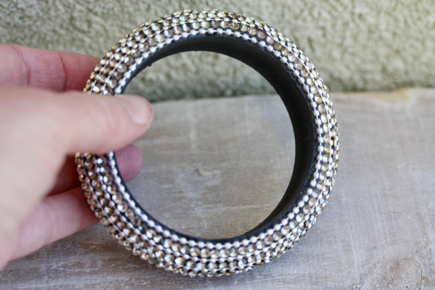 Sparkly rhinestone vintage cuff bangle bracelet