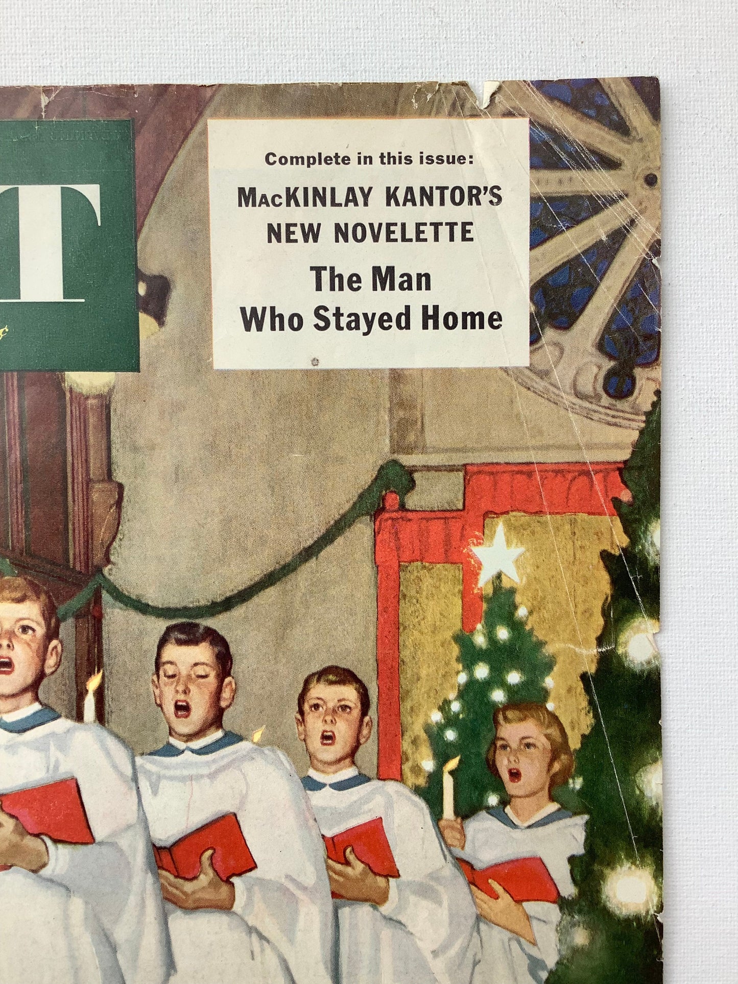 RARE - Saturday Evening Post - Original Cover - December 26, 1953 - Christmas, church, Boys Choir