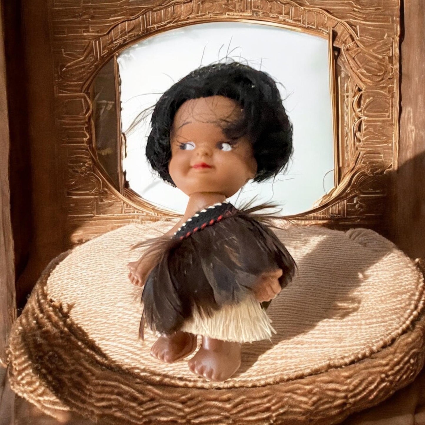 Adorable vintage New Zealand Maori Doll - souvenir doll, tribal, kitsch