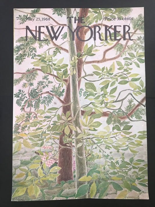 The NEW YORKER Magazine cover - May 25, 1968 - picnic in the park