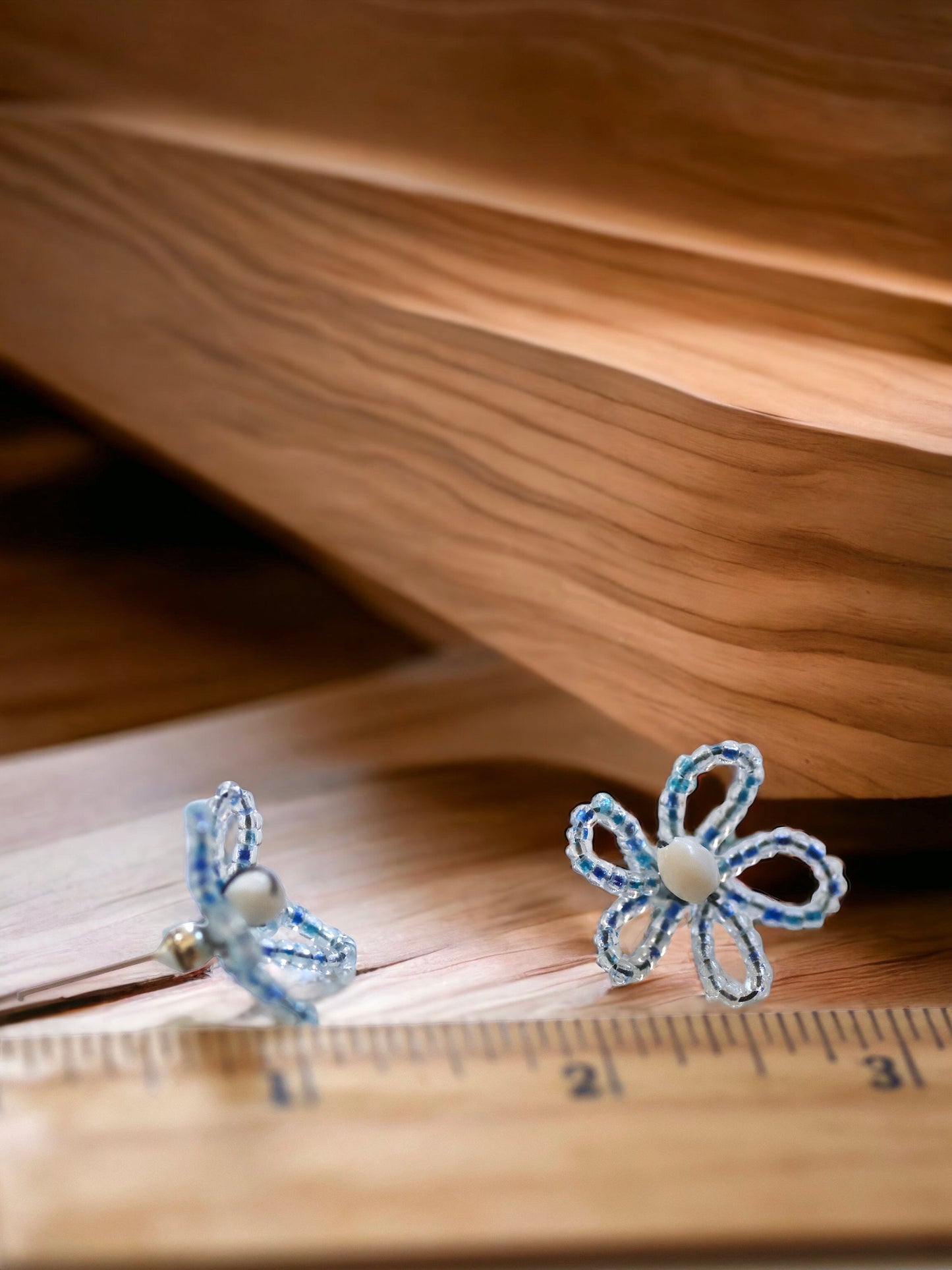 French beaded flower stud earrings