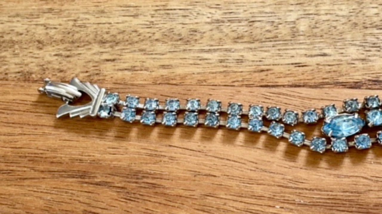 Light blue rhinestone vintage bracelet