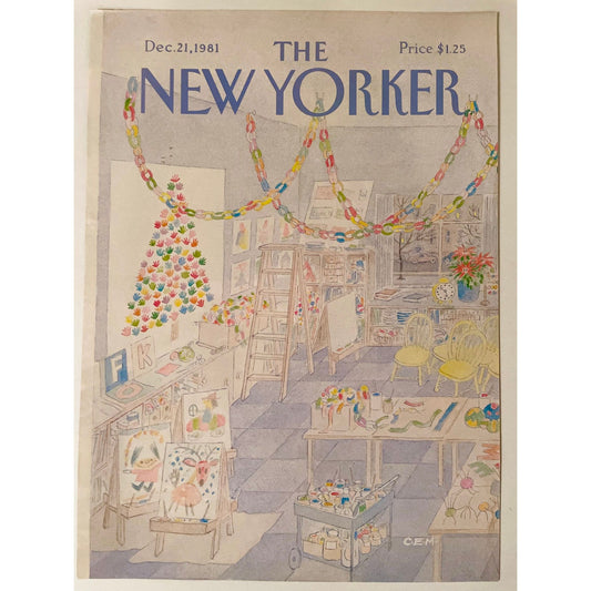 December 21, 1981 - The NEW YORKER Magazine original cover - Christmas decorated classroom