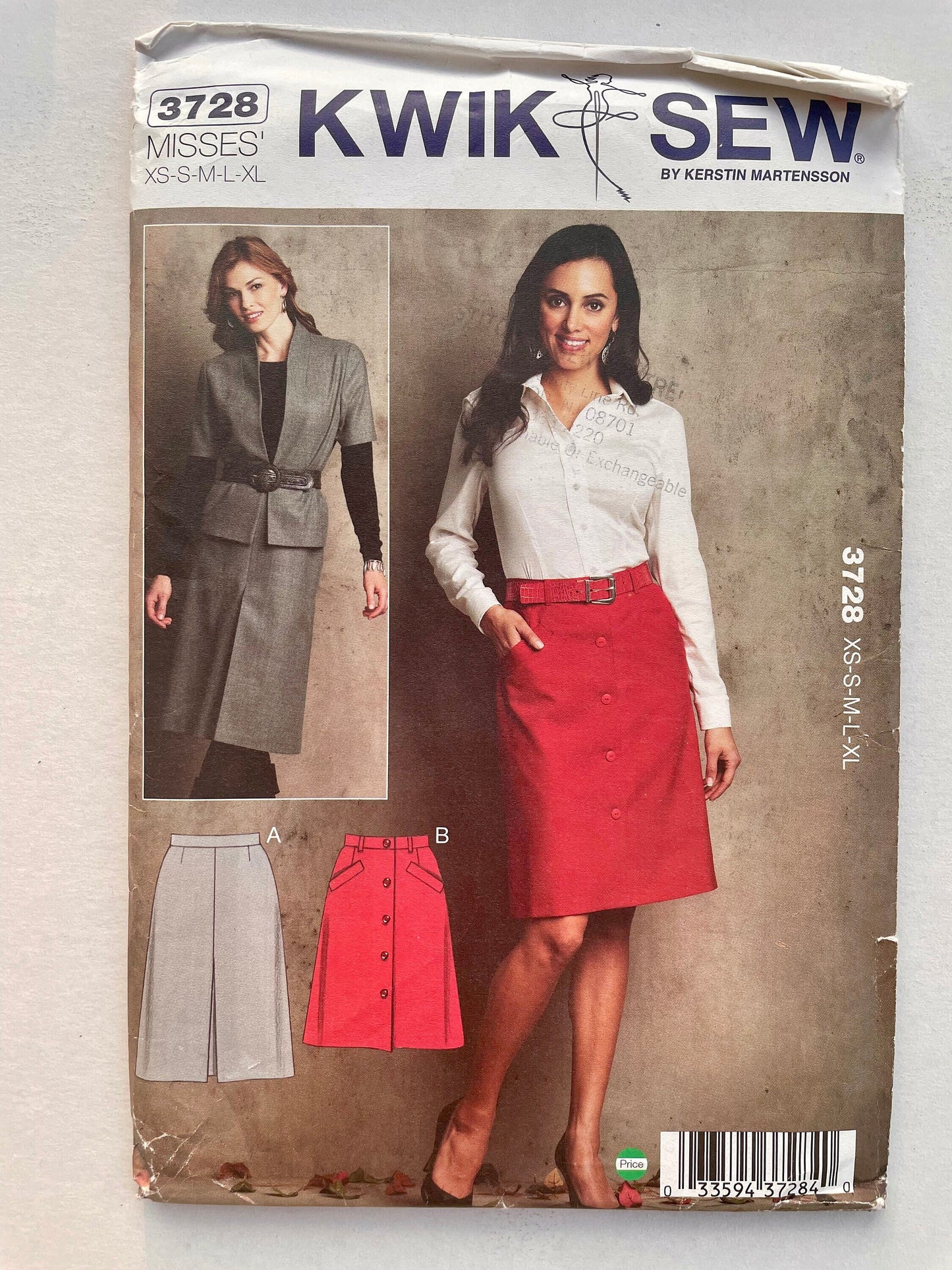 UNCUT Sewing Pattern - Kwik Sew 3728 Adult Skirts - Sizes XS, S, M, L, XL