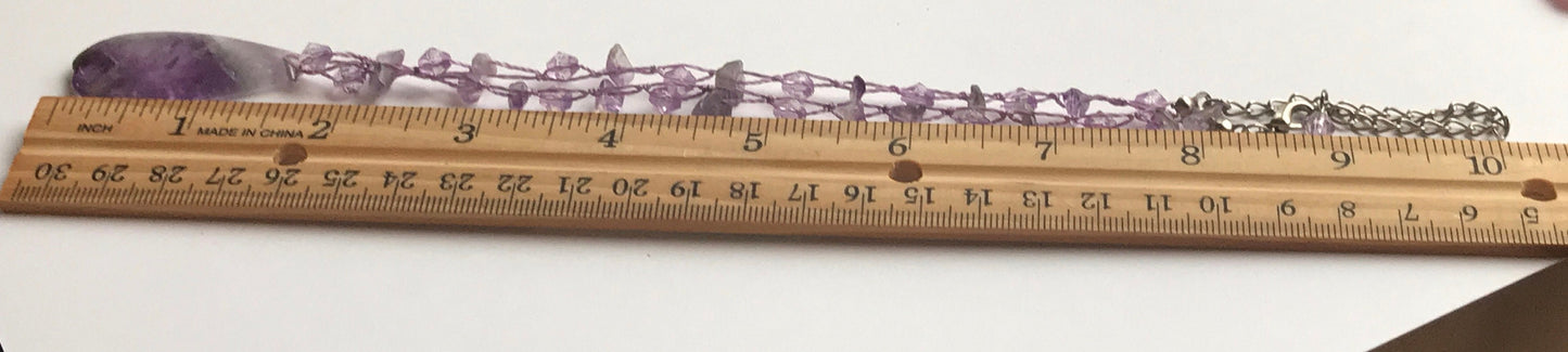 Stunning purple amethyst vintage necklace - lavender amethyst and gemstone chips