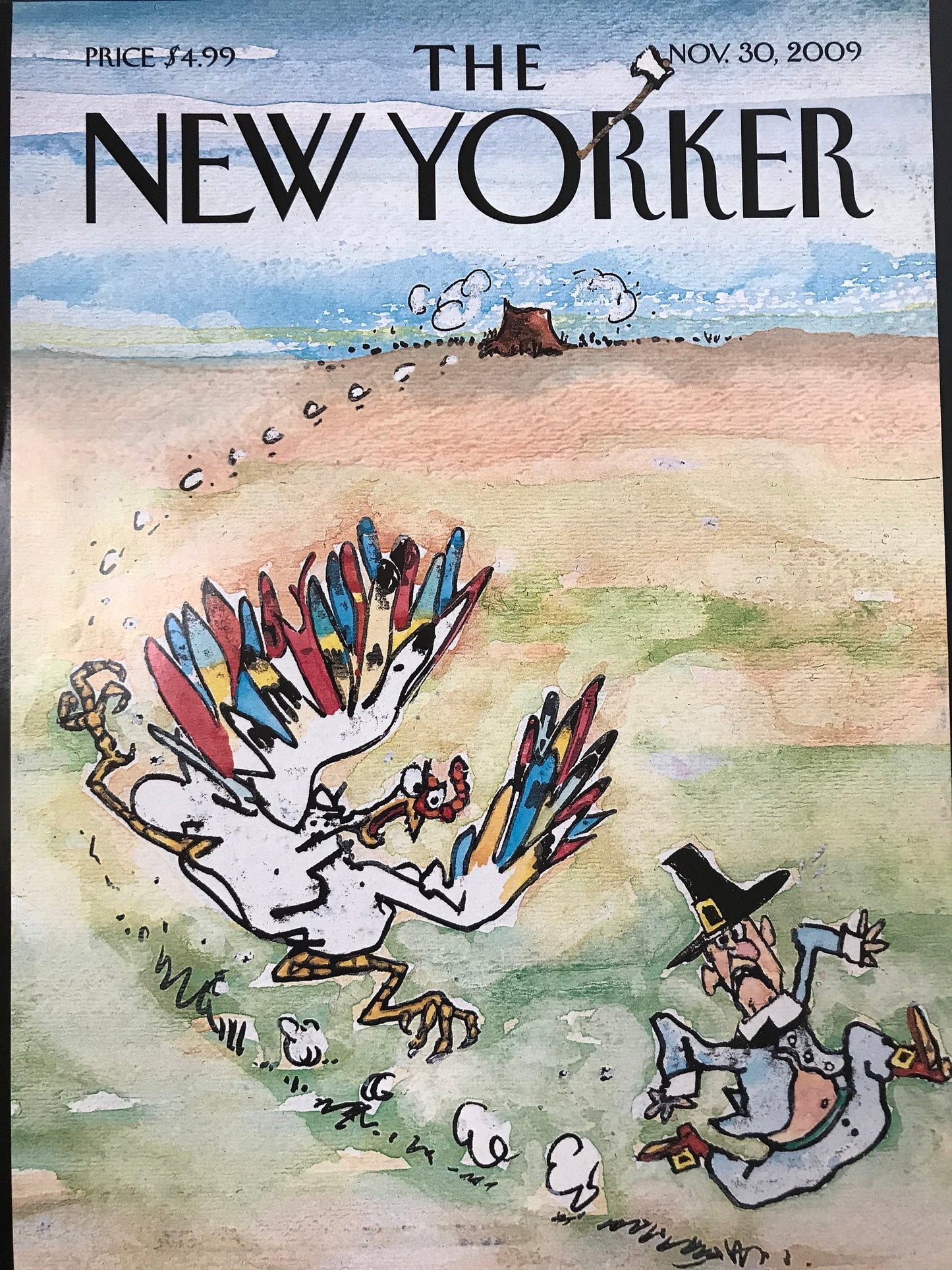NEW YORKER Magazine cover - November 30, 2009 - pilgrim, turkey, Thankgiving