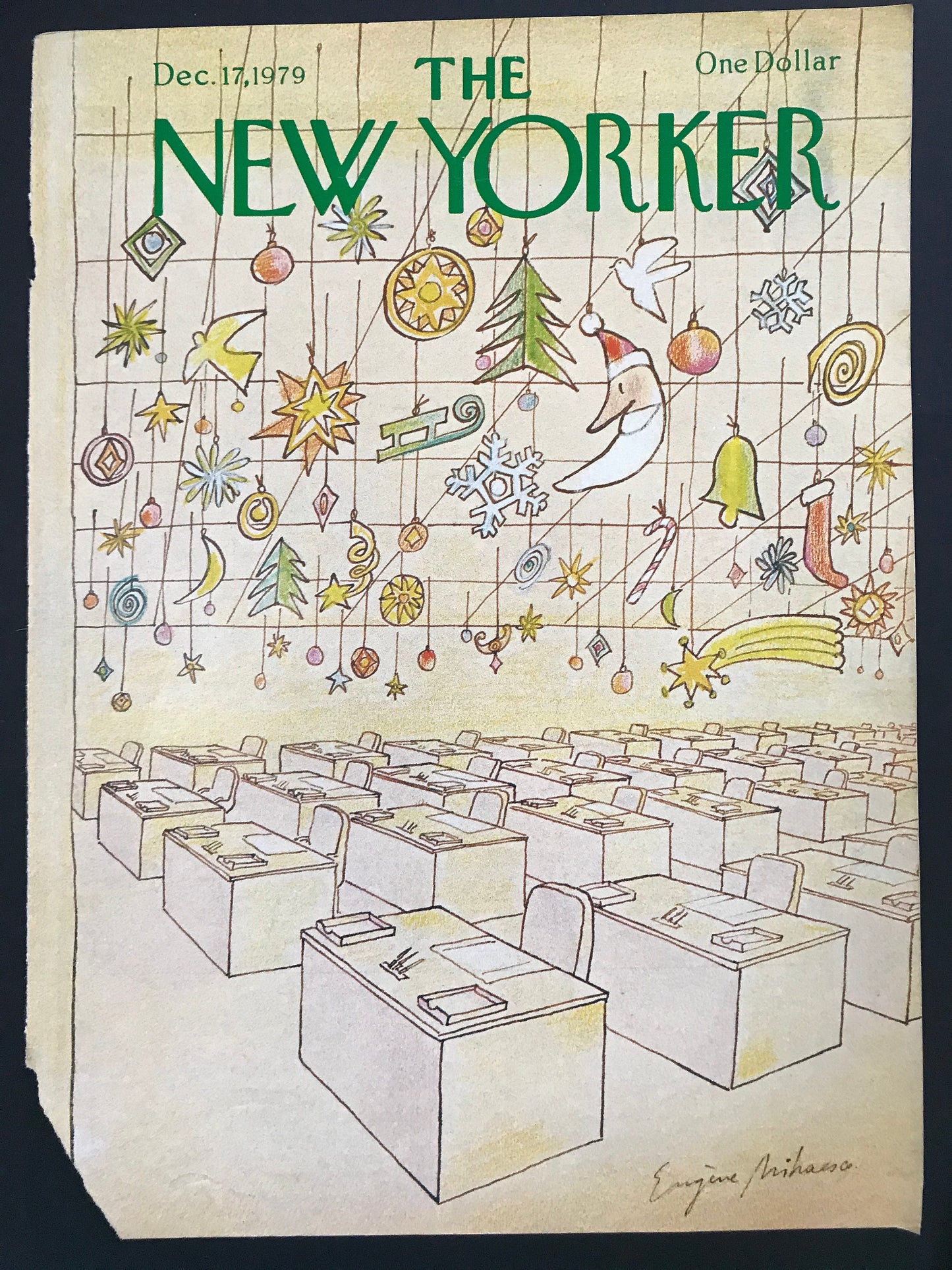 NEW YORKER Magazine cover - December 17, 1979 - office Christmas