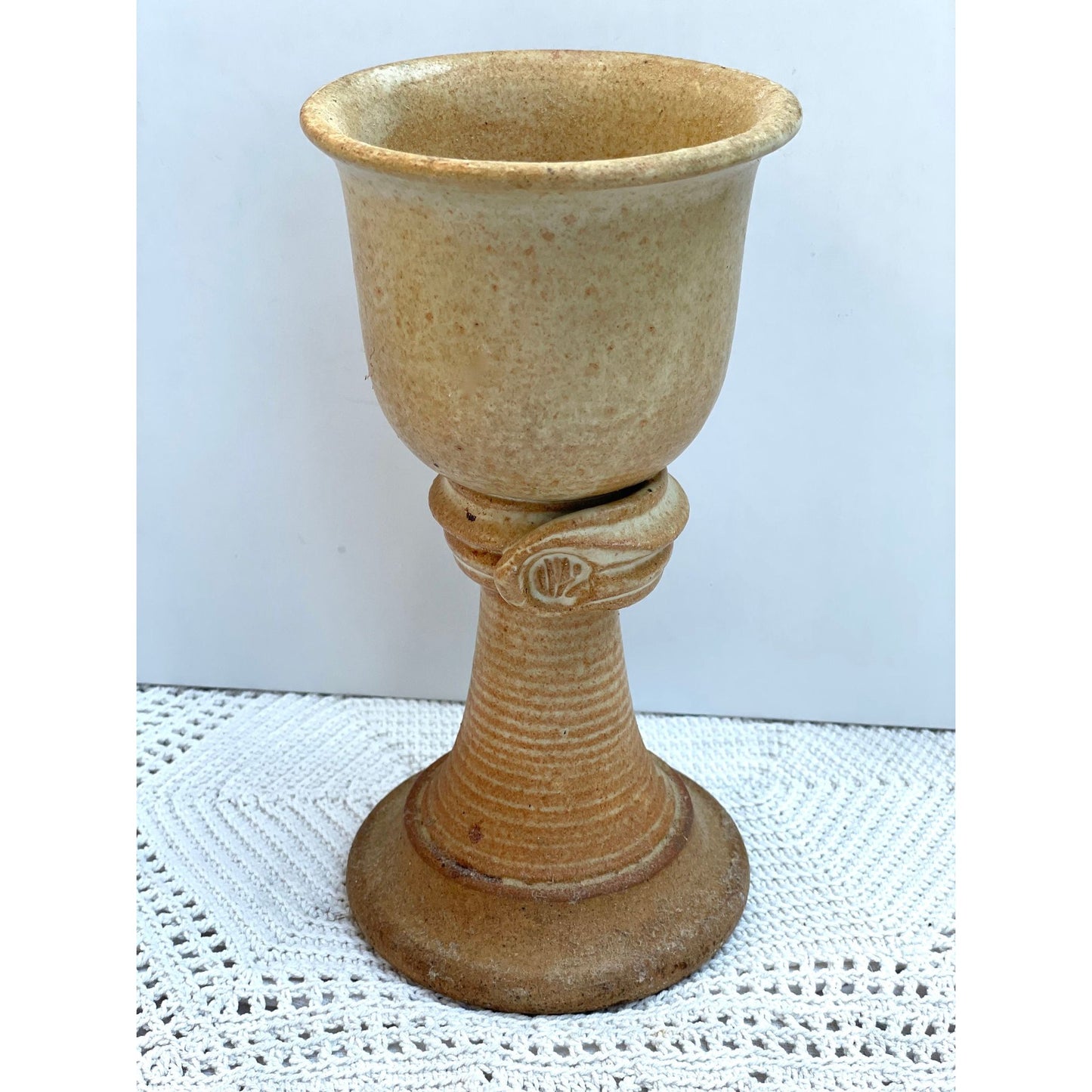 Pair of stunning vintage artisan pottery goblets