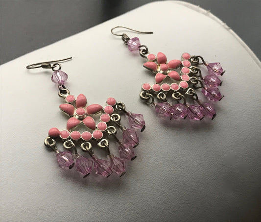 Chandelier style cute pink vintage dangle earrings
