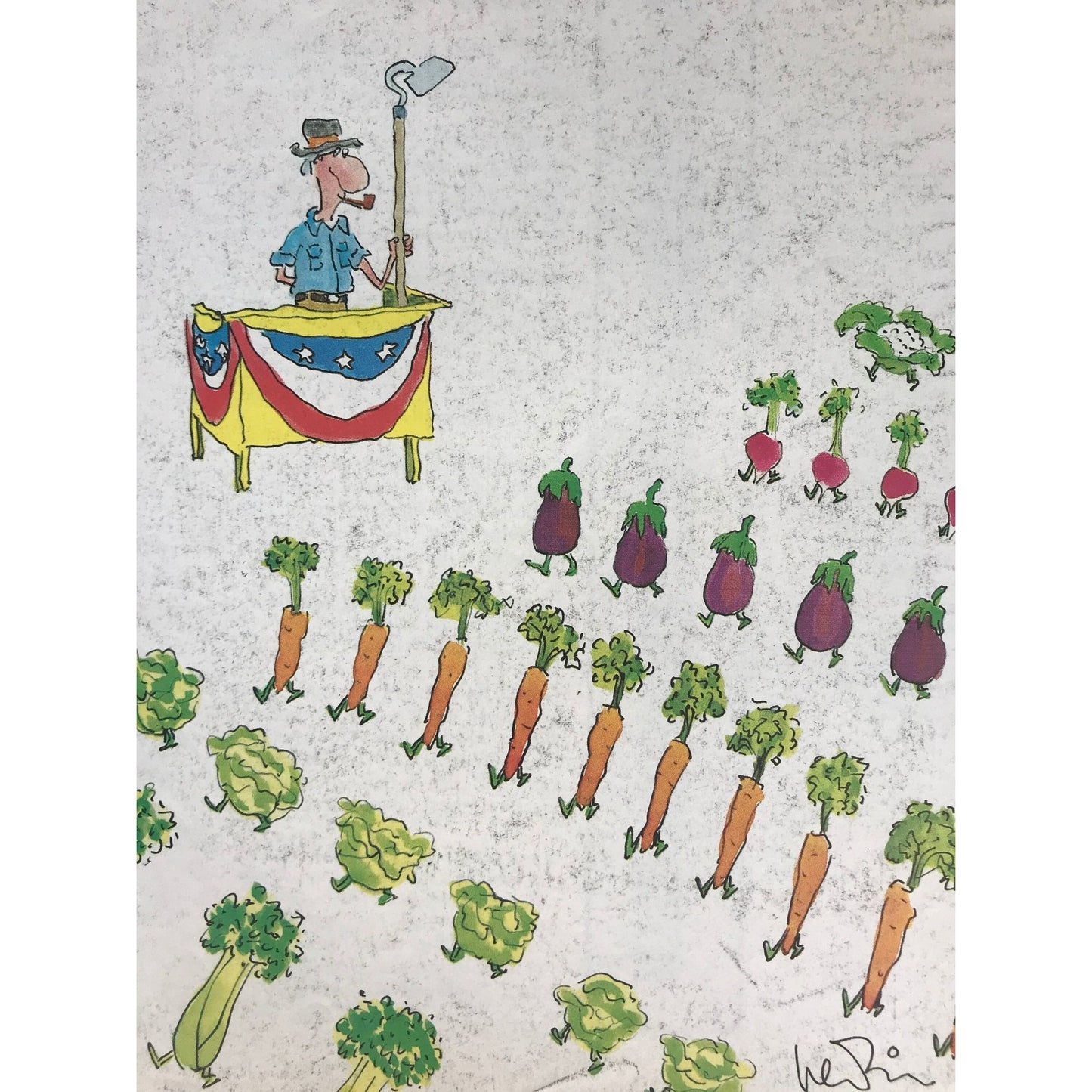 NEW YORKER Magazine cover - September 6, 1982 - vegetable parade