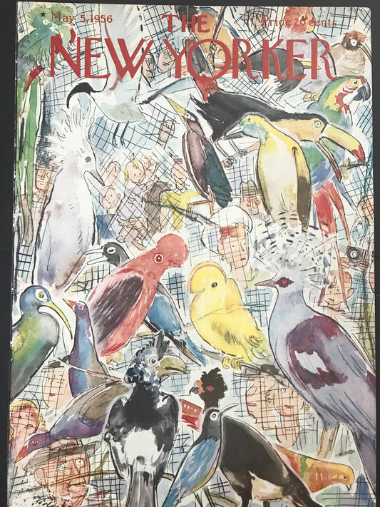 RARE - The NEW YORKER Magazine cover - May 5, 1956 - by Garrett Price - birds, parrots