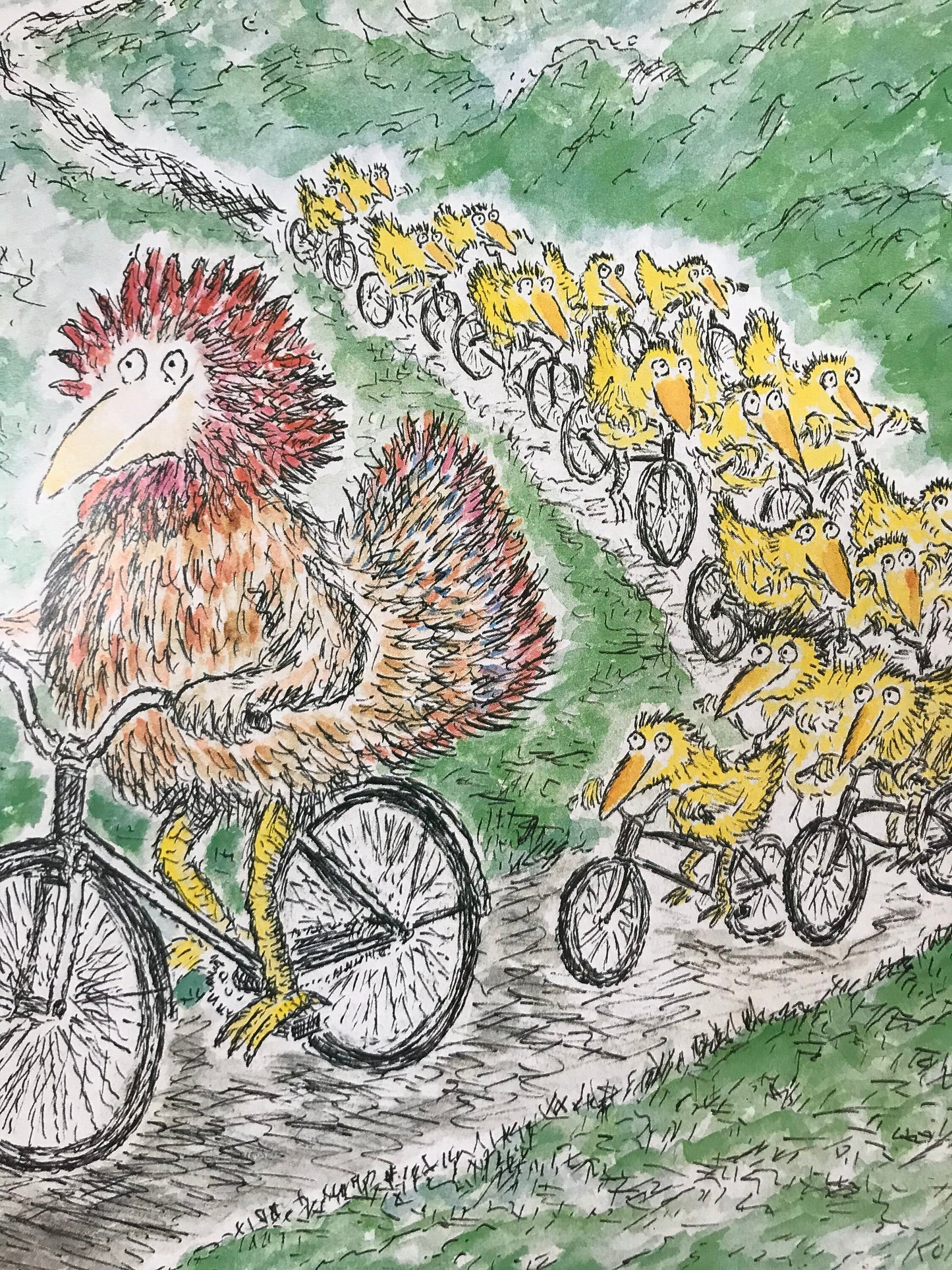 June 15, 1987 - The NEW YORKER Magazine original cover - bike riding, bicycling, by artist Ed Koren