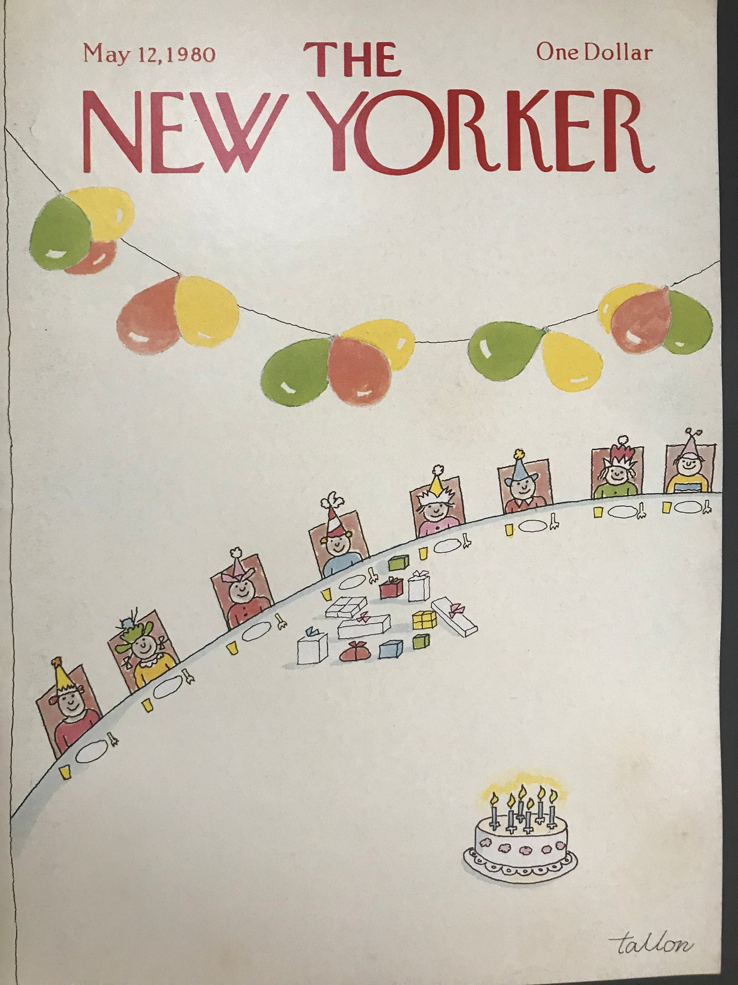 May 12, 1980 - The NEW YORKER Magazine original cover - kids birthday party - artist Tallon