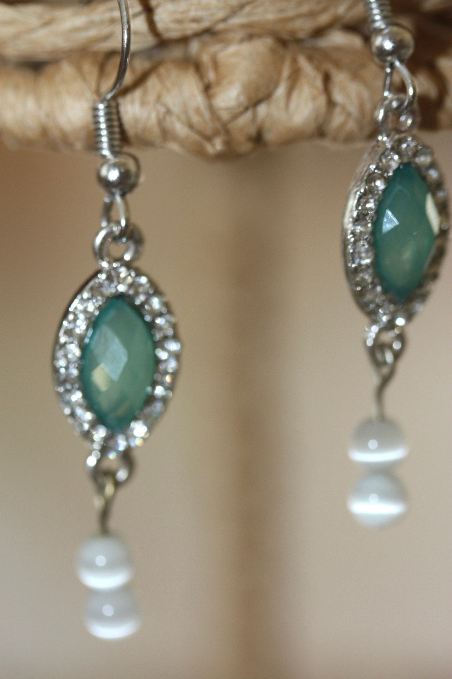Vintage rhinestone and turquoise lightweight dangle earrings