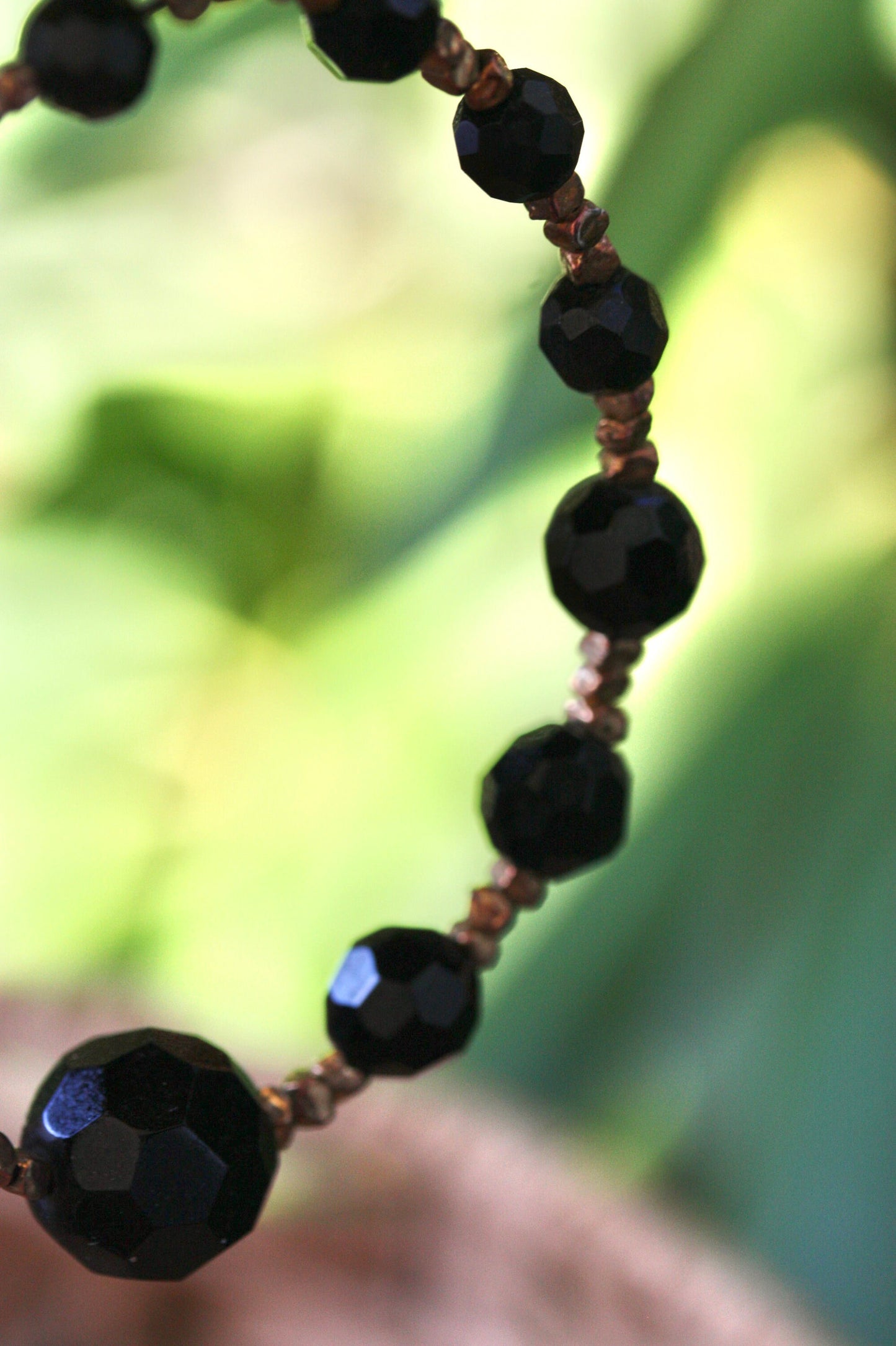 Stunning vintage black and gold beaded hoop  earrings
