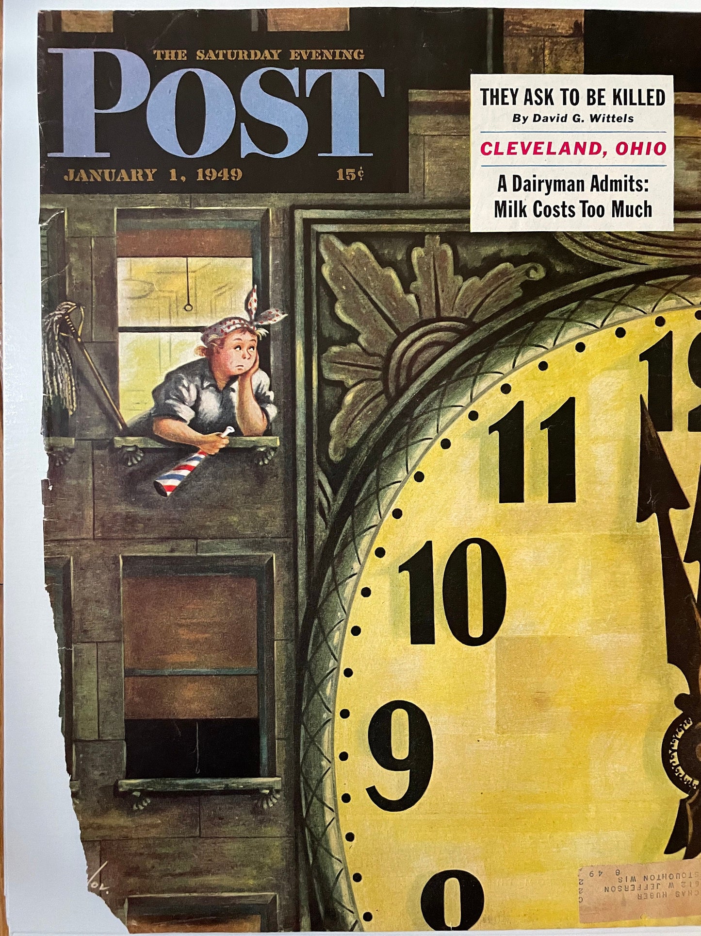RARE - Saturday Evening Post - Original Cover - January 1, 1949 - New Year's