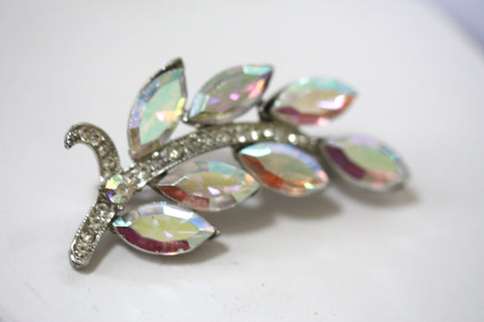 Unique vintage AB glass rhinestone signed WEISS pin