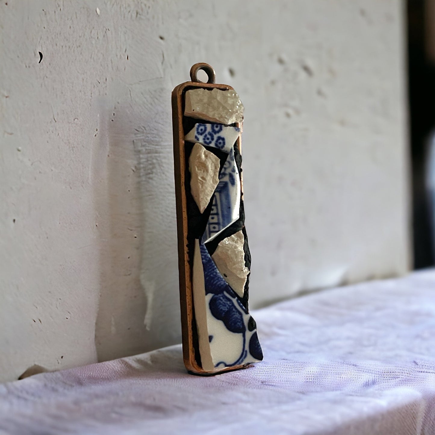 Handmade mosaic necklace - made from upcycled pieces of a broken vintage plate