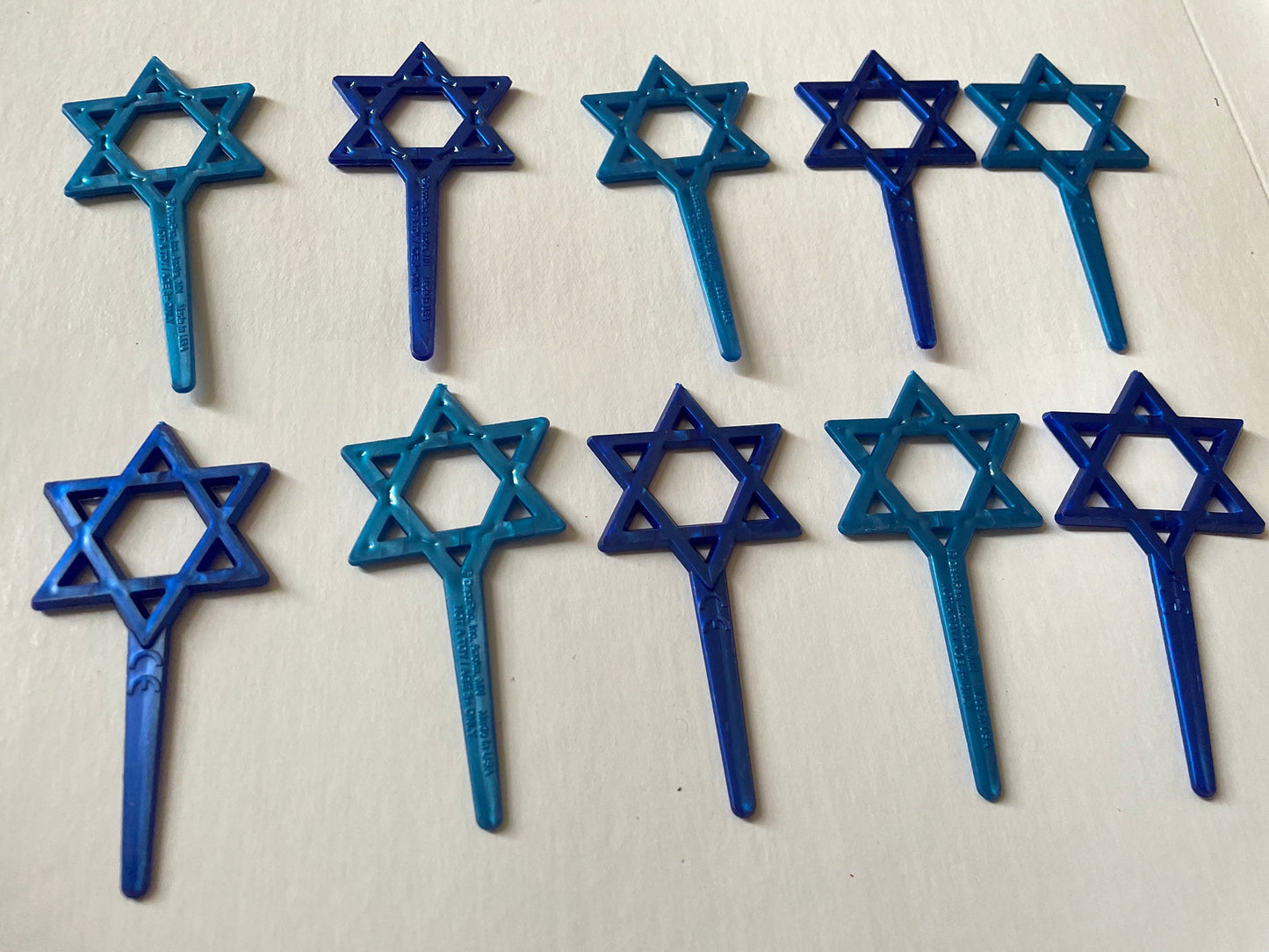 Jewish star cake toppers - light blue and dark blue