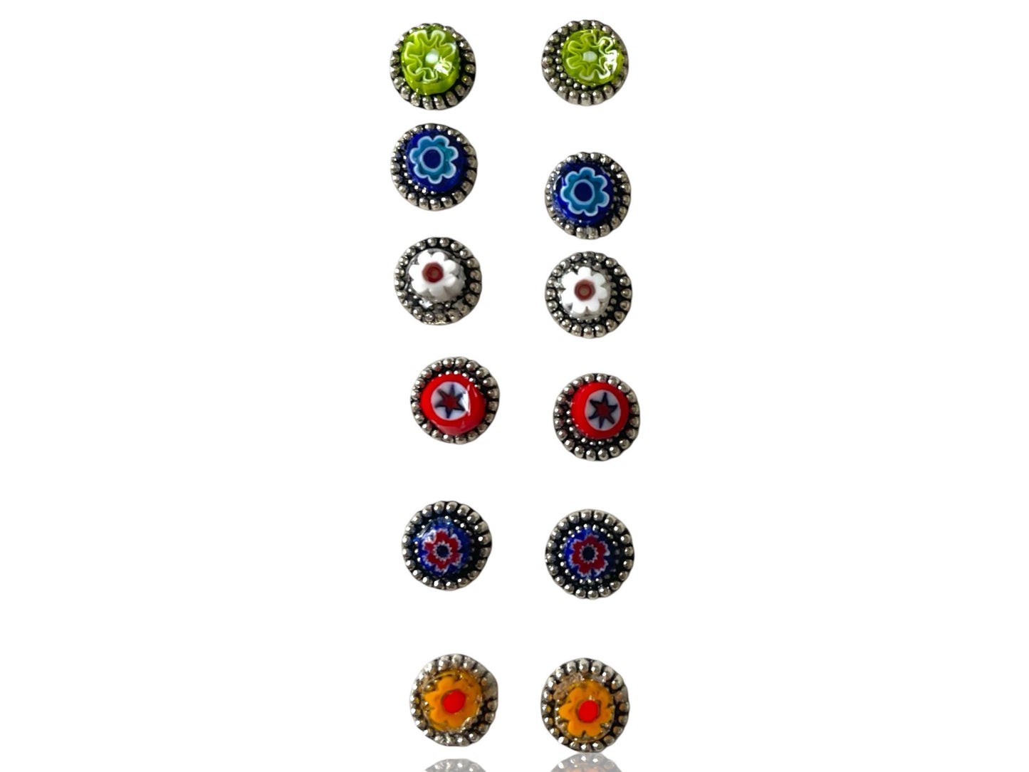 Tiny little 6mm glass millefiori stud earrings - your choice